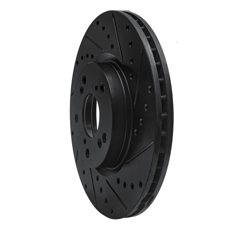 Honda Ridgeline Brake Rotor (1) - Rear Right - R1 Concepts - Drilled & Slotted - Black - `06-`14